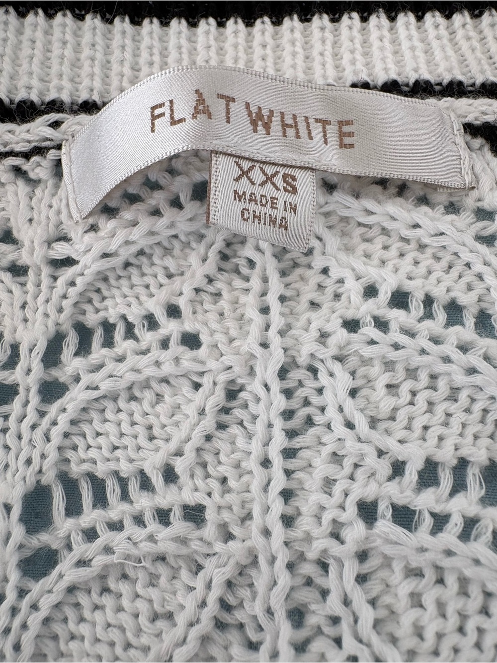 Anthropologie Flatwhite Ivory Open-Knit V-Neck Sweater